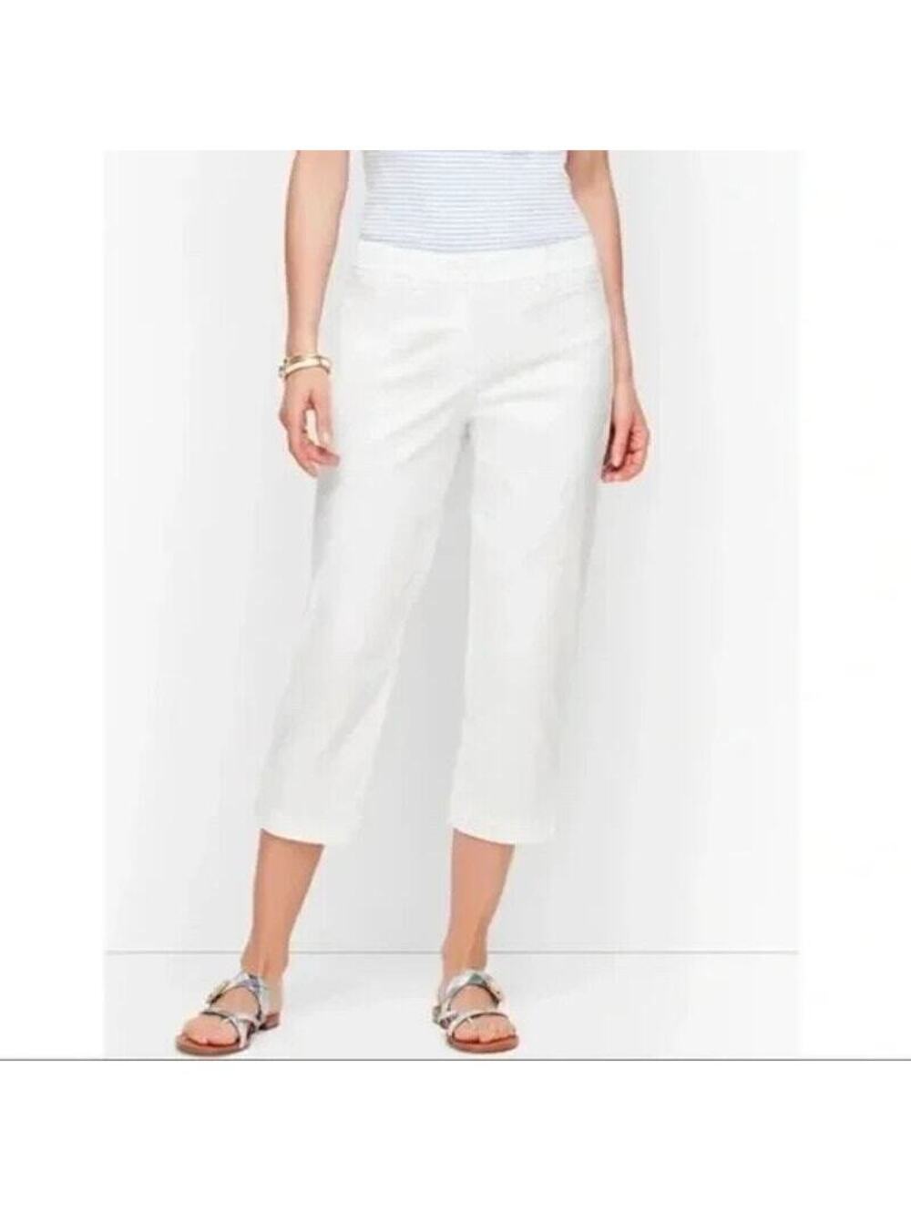 Talbots NWOT Women's "The Perfect Skimmer" Cropped White Pants Size 14